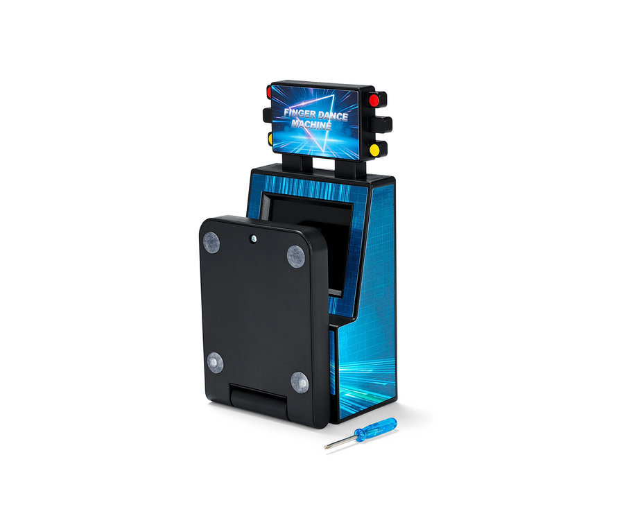 Nahaufnahme einer Fingertanzmaschine mit geöffneter Abdeckung und einem daneben liegenden Schraubendreher.