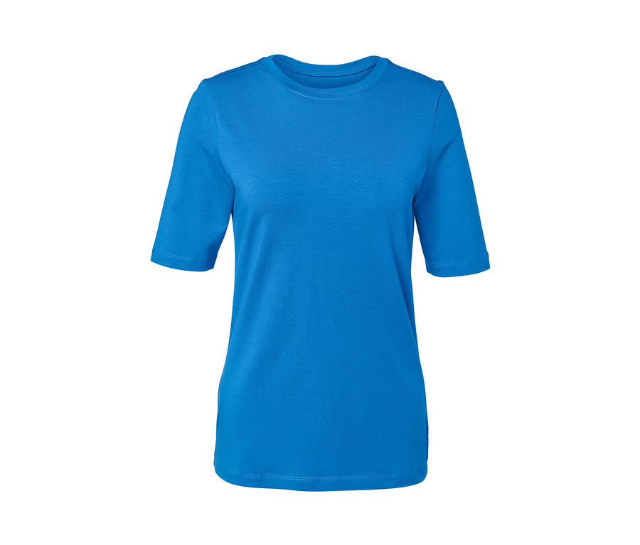 Kobaltblaues Halbarmshirt.