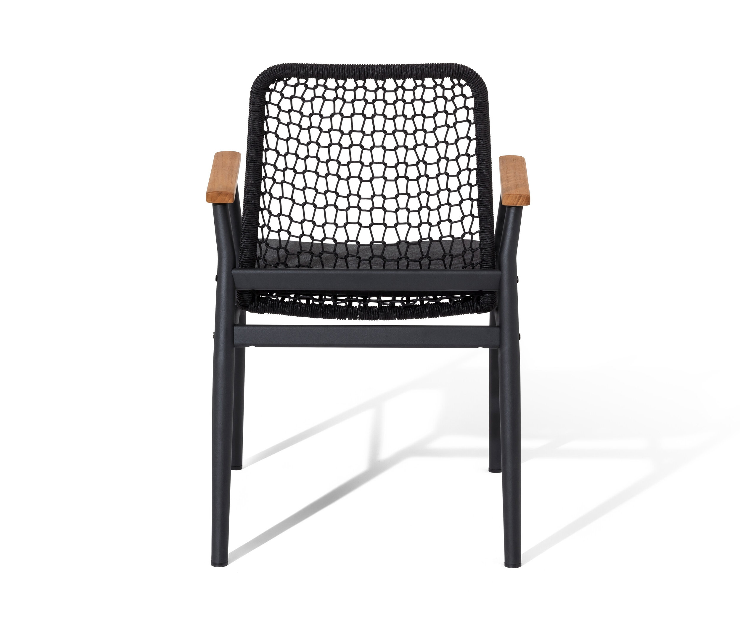 Thumbnail - Tchibo - Dining-Stuhl mit Teak-Armlehnen und Textilgeflecht - 59x64x88cm - anthrazit - Aluminium / Holz / Polyester