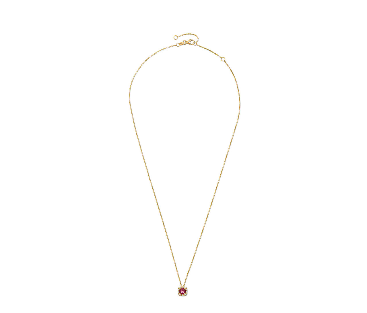 Gold Kette mit Rhodolith und Zirkonia.