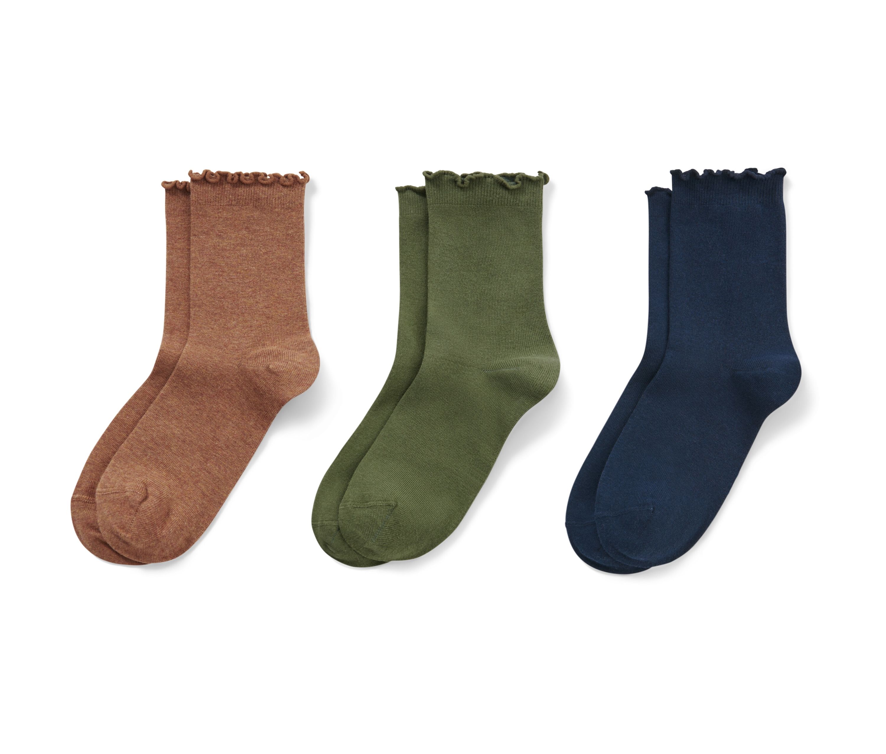 Tchibo - 3 Paar Socken mit Rüschenkante - Damen - Gr. 35-38 - dunkelblau