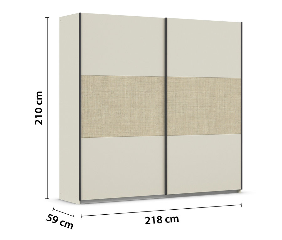 Beiger Schwebetürenschrank »Senja«.