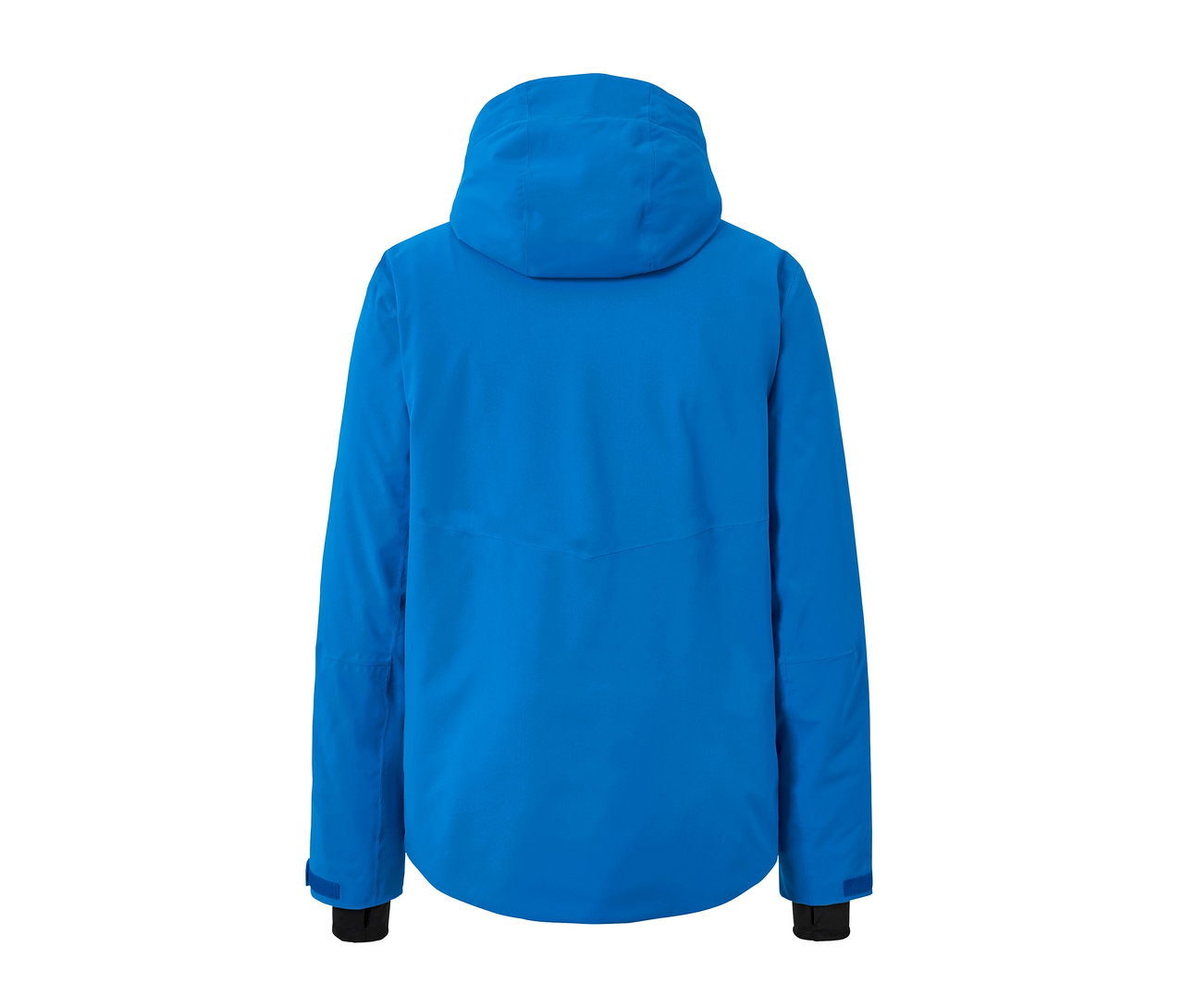Rückansicht einer blauen High-Tech-Skijacke.