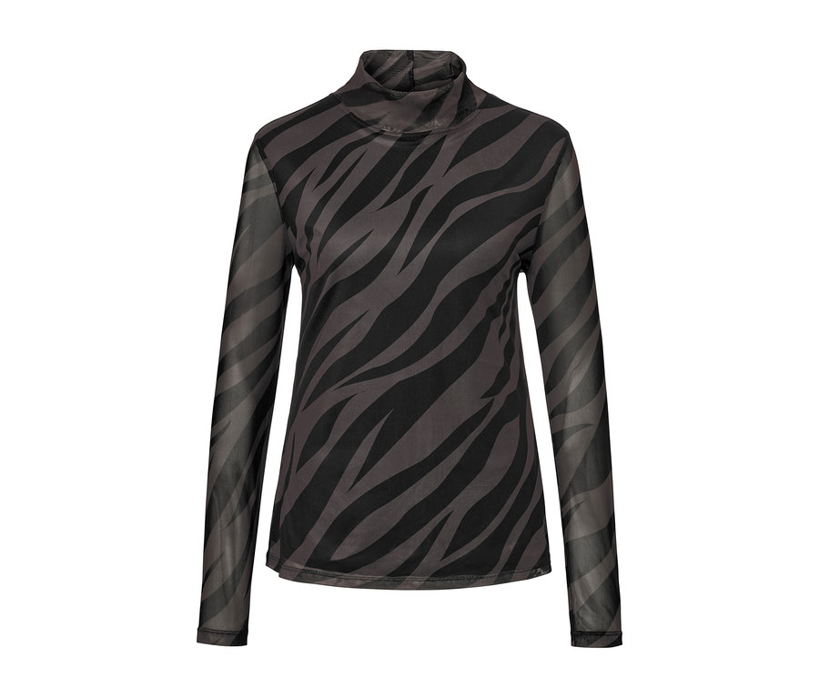 Bedrucktes Mesh-Rollkragenshirt.