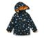 Kleinkind-Thermo-Regenjacke, dunkelblau Alloverprint - Dunkelblau mit mehrfarbigem Alloverprint