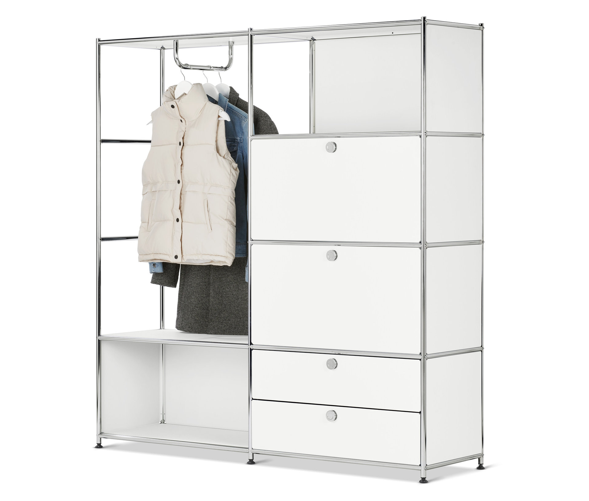 Tchibo - Garderobe Metall »Cn3« mit 2 Klappenfächern und 2 Schubladen - 152x40x158,5cm - chrom