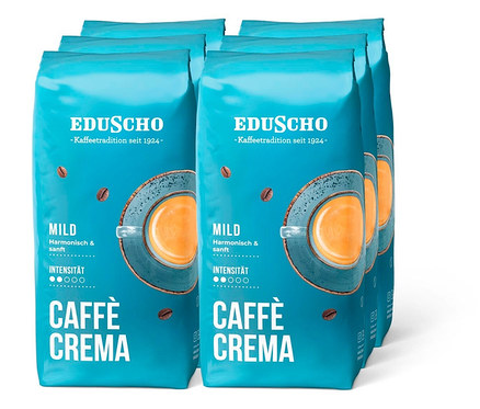 Eine Packung Eduscho Caffè Crema Mild Kaffeebohnen.