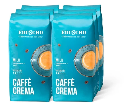 Eine Packung Eduscho Caffè Crema Mild Kaffeebohnen.