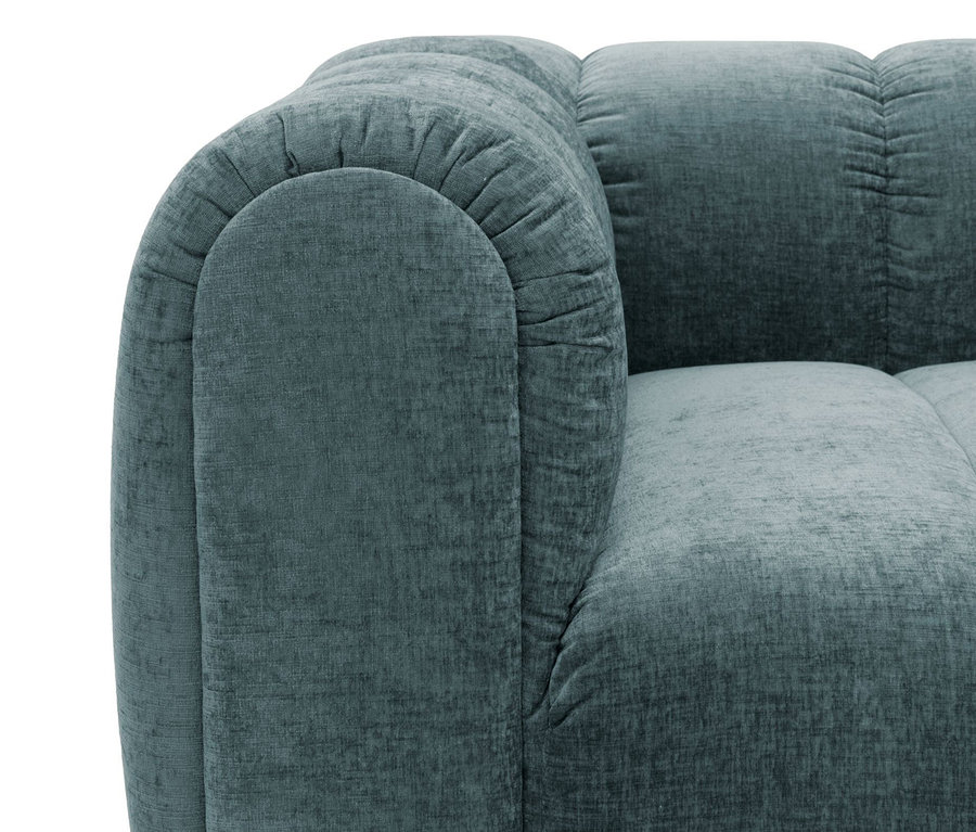 Detailansicht des breiten DOMO Bigsofa Sitzrasters in Ozean/Petrol.
