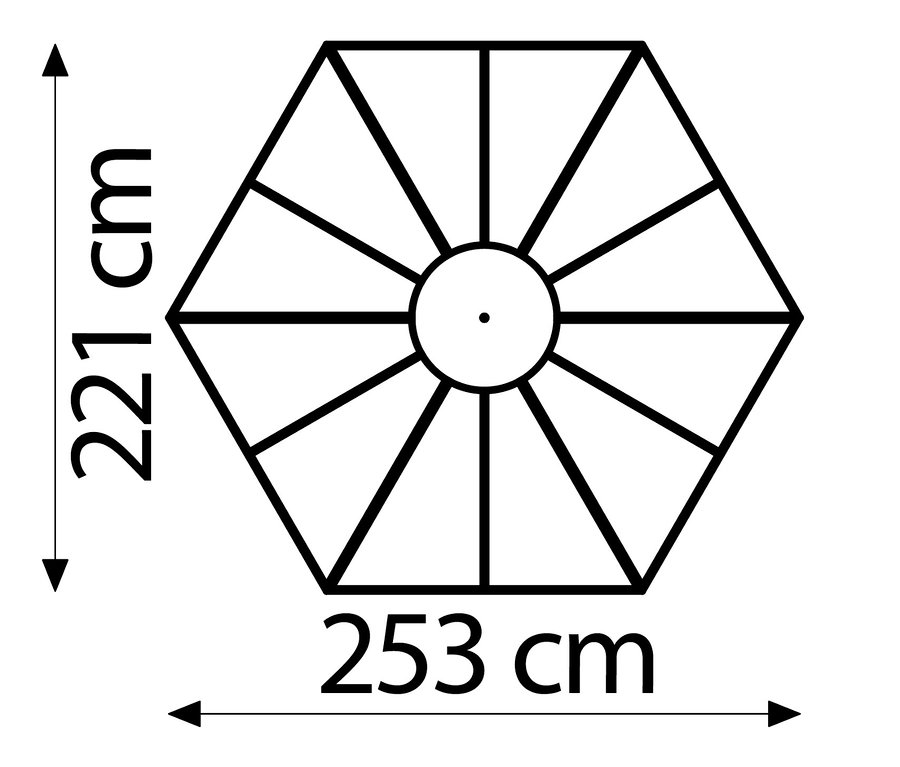 Diagramm zeigt den Grundriss des Vitavia Gewächshaus Pavillon 4,5 m² inkl. Fundamentrahmen.