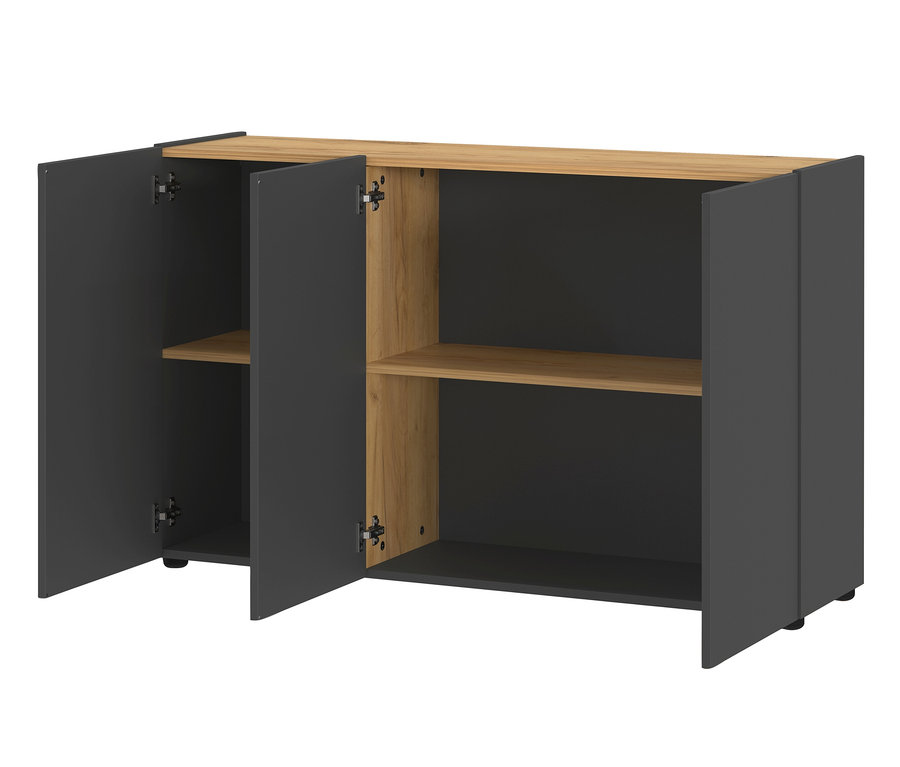 Offenes graphit-eichenfarbenes Sideboard »Adrano«.