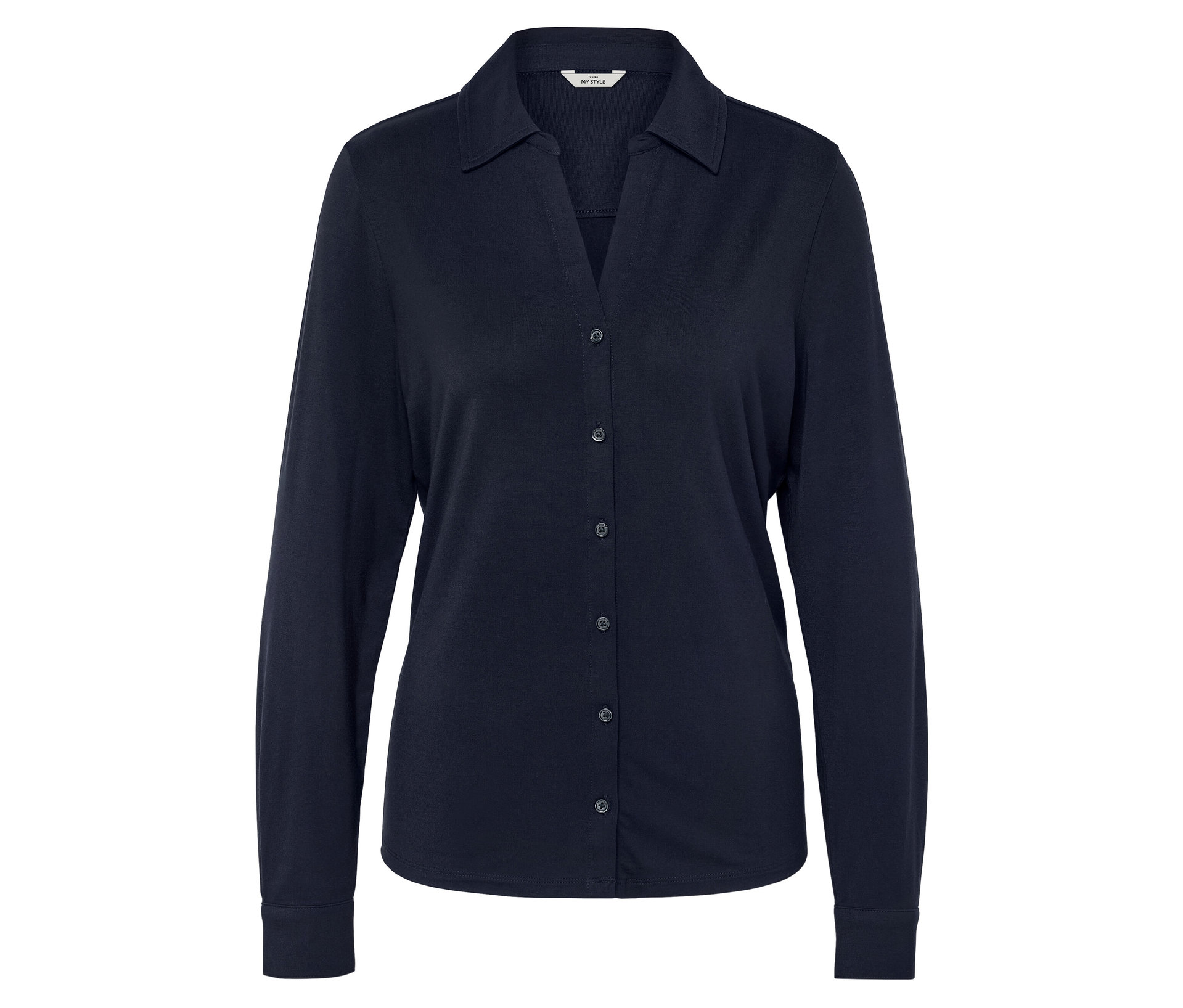 Blusenshirt mit Knopfleiste - Damen - Gr. M - dunkelblau - dunkelblau