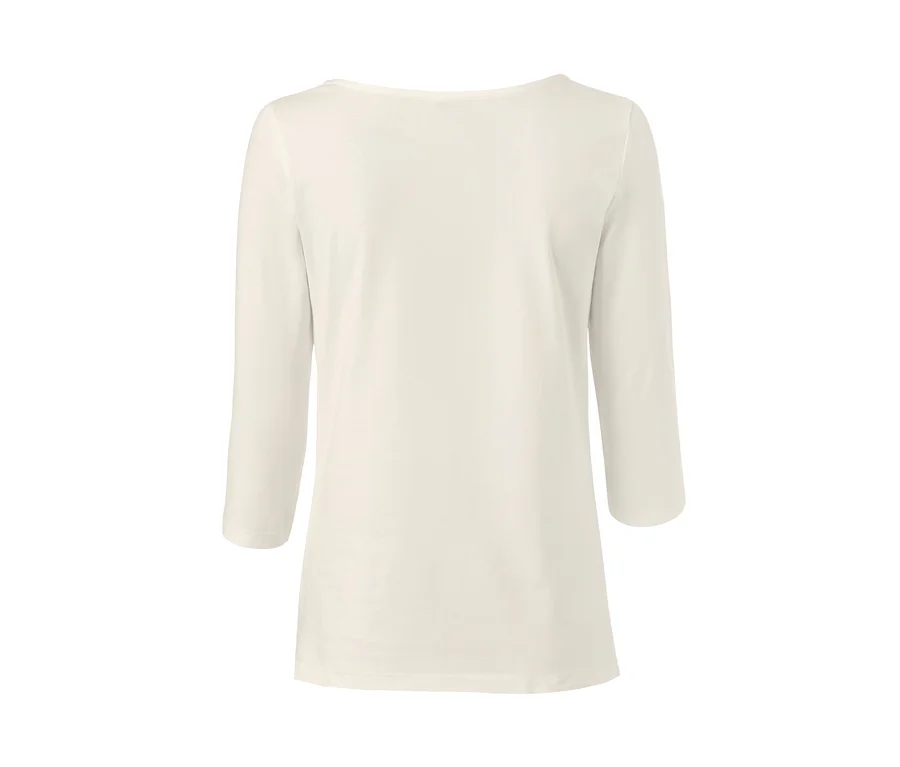 Beiges Shirt mit 3/4-Arm.