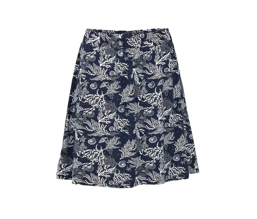 Ein Jerseyrock mit einem Allover-Muster aus maritimen Motiven.