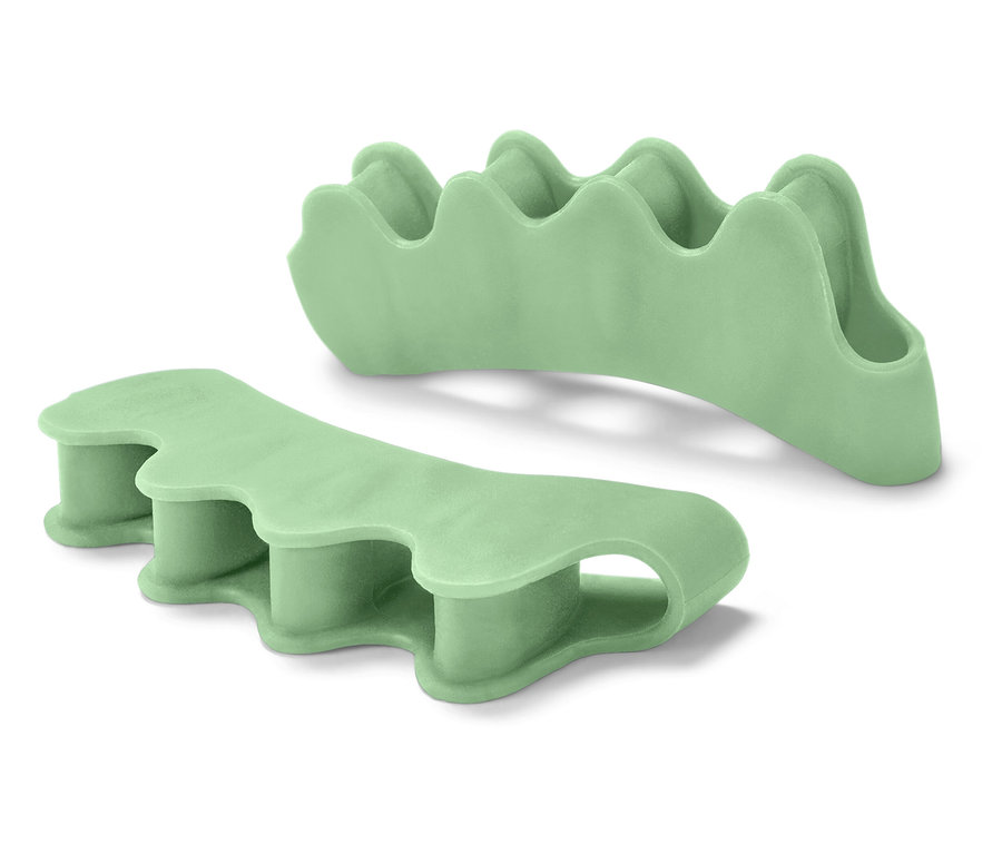 Zwei grüne Zehenspreizer.