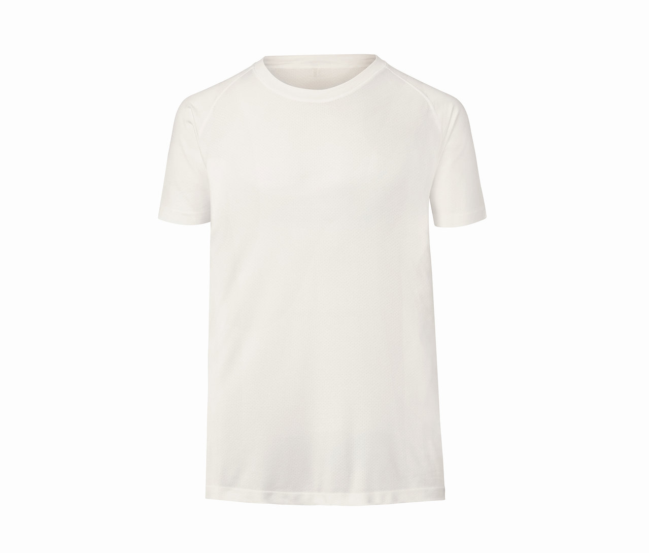 Weißes Funktionsshirt auf hellem Hintergrund.