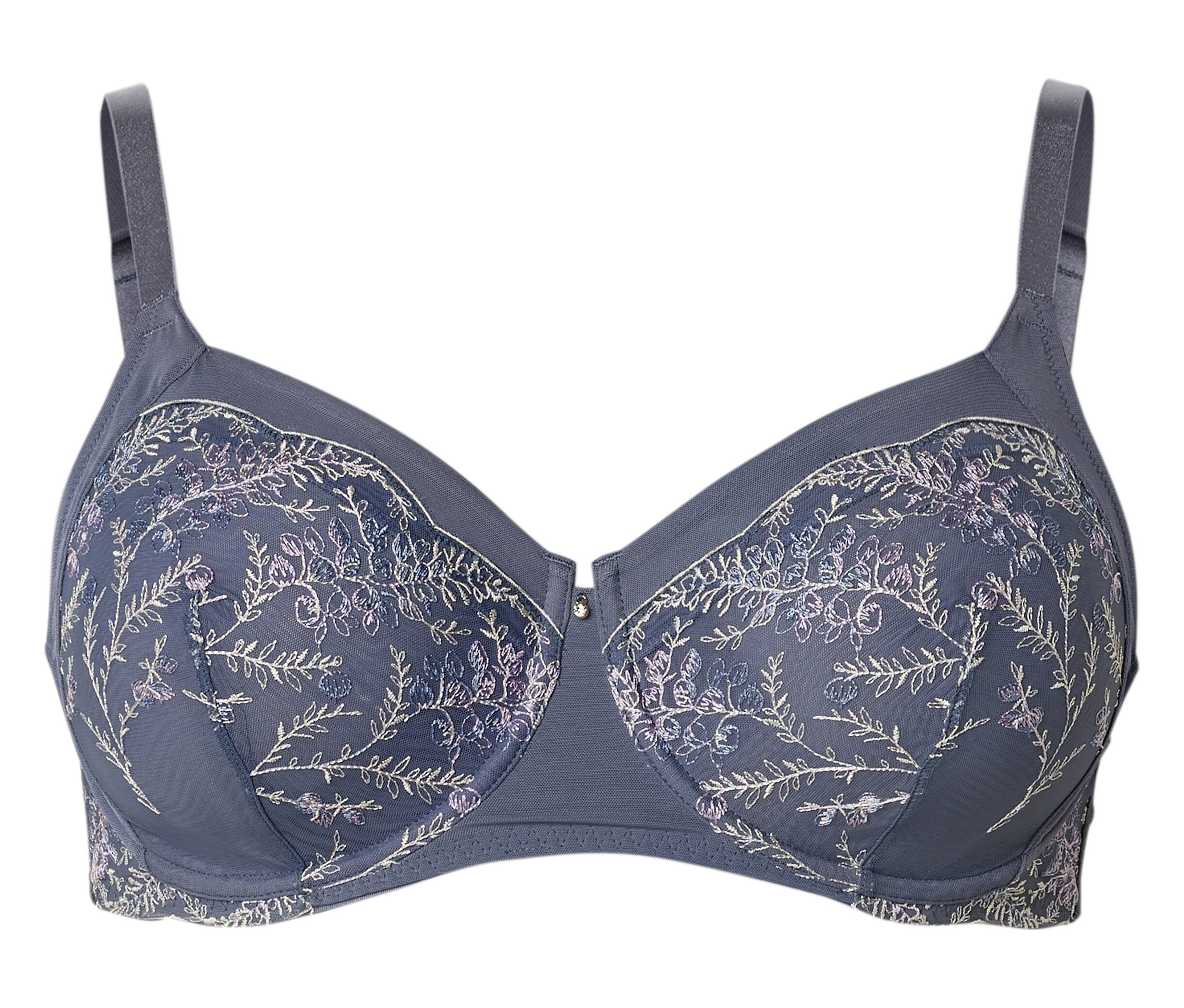 Bügel-BH mit Stickerei - Damen - Gr. 85E - blau - blau