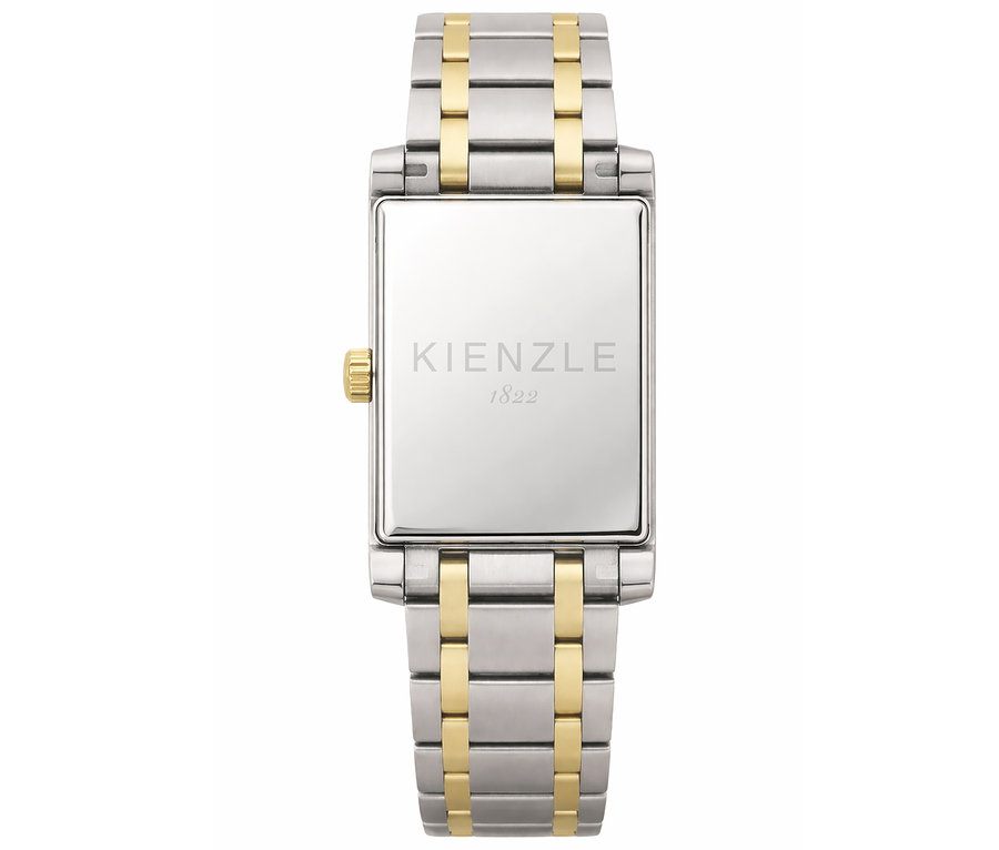 Nahaufnahme der Kienzle Uhr »Bella Classica« in Bicolor mit silbernem Zifferblatt und goldenen Akzenten.