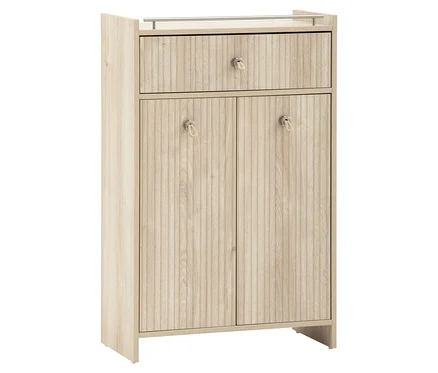 Highboard »Sonderby« mit zwei Türen in Nordic Light Oak. Das Highboard hat eine Schublade und zwei Schranktüren mit Griffen.