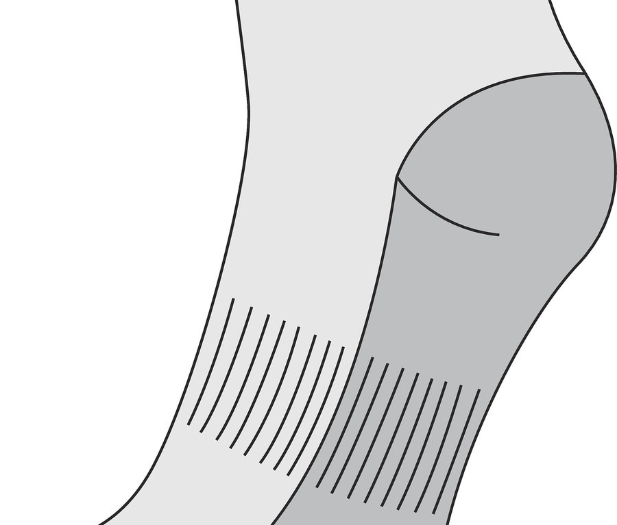 Nahaufnahme von einem grauen, kurzen 2 Paar Sportsocken.