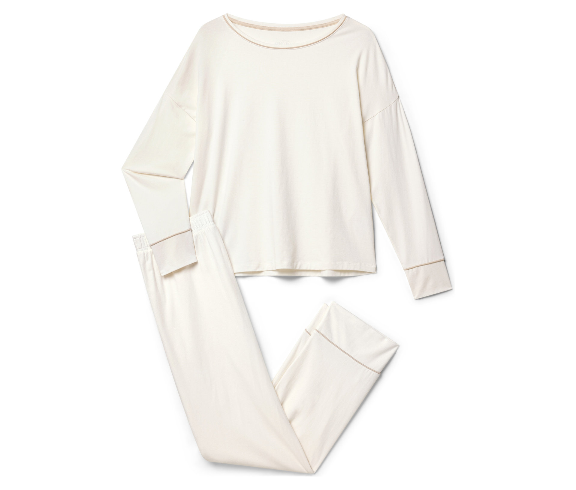 Pyjama-Set - Damen - Gr. L - creme - creme