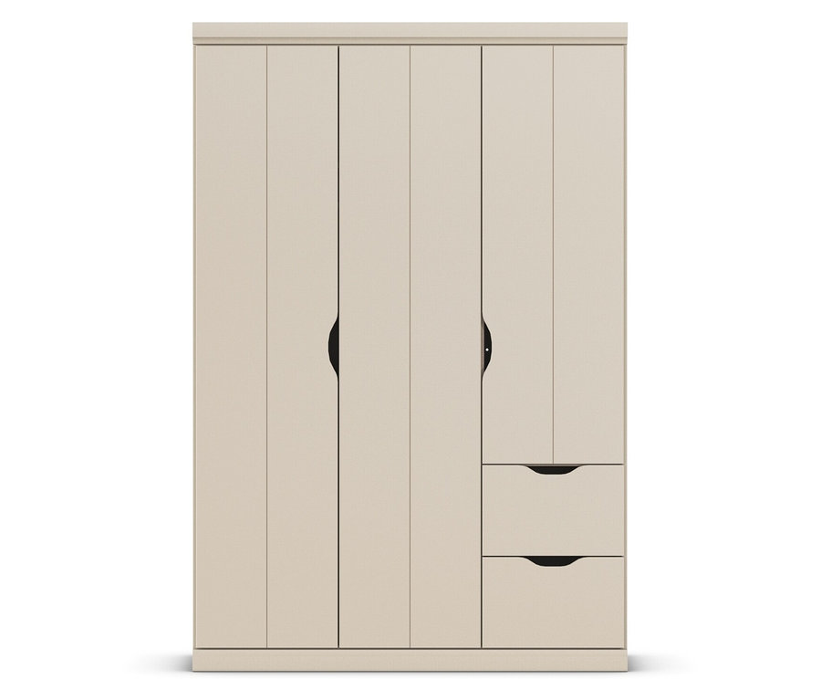 Dreitüriger, beige/champagnerfarbener Kleiderschrank aus dem rauch Set »Frieda« mit zwei Schubladen.