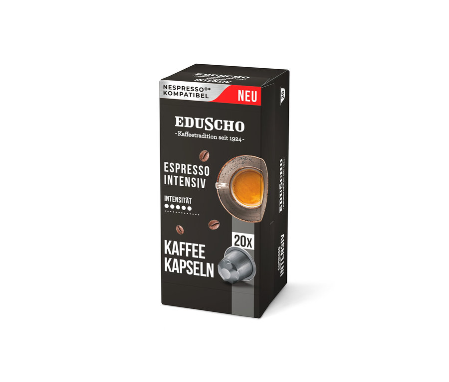 Eine Packung Eduscho Espresso Intensiv - 20 Kapseln.