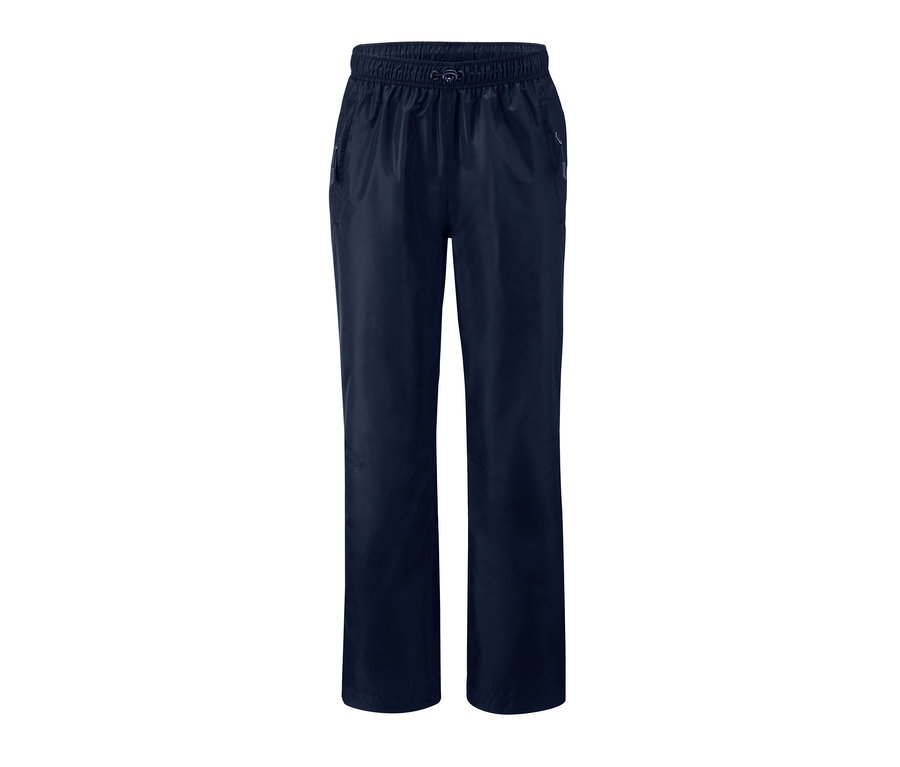 Dunkelblaue Unisex-Regenhose.