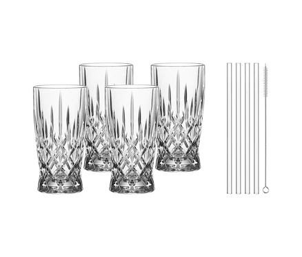 Vier Nachtmann Latte Macchiato Gläser »Noblesse« mit Glas Trinkhalmen