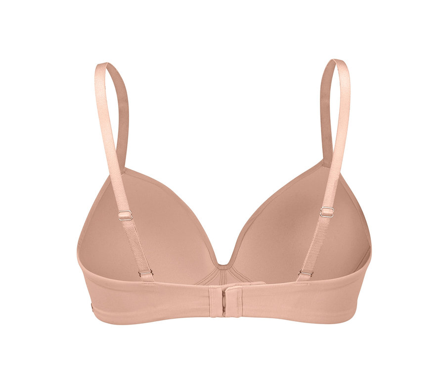 Rückansicht von einem beigen Softschalen-BH.