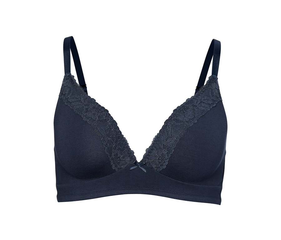 Marineblauer Komfort-Soft-BH mit Spitze.