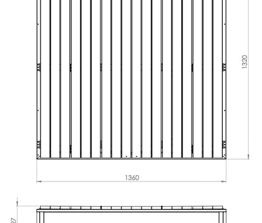 Draufsicht und Seitenansicht des EXIT XL-Sandkastens »Aksent«.