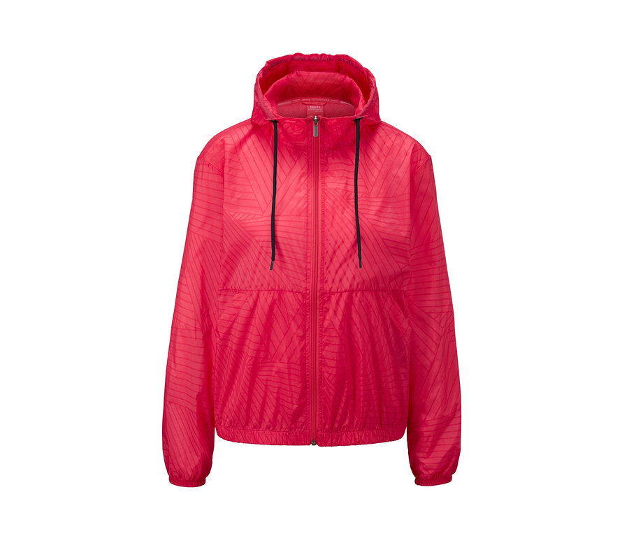 Pinke Lightweight-Sportjacke mit Reißverschluss und Kapuze.