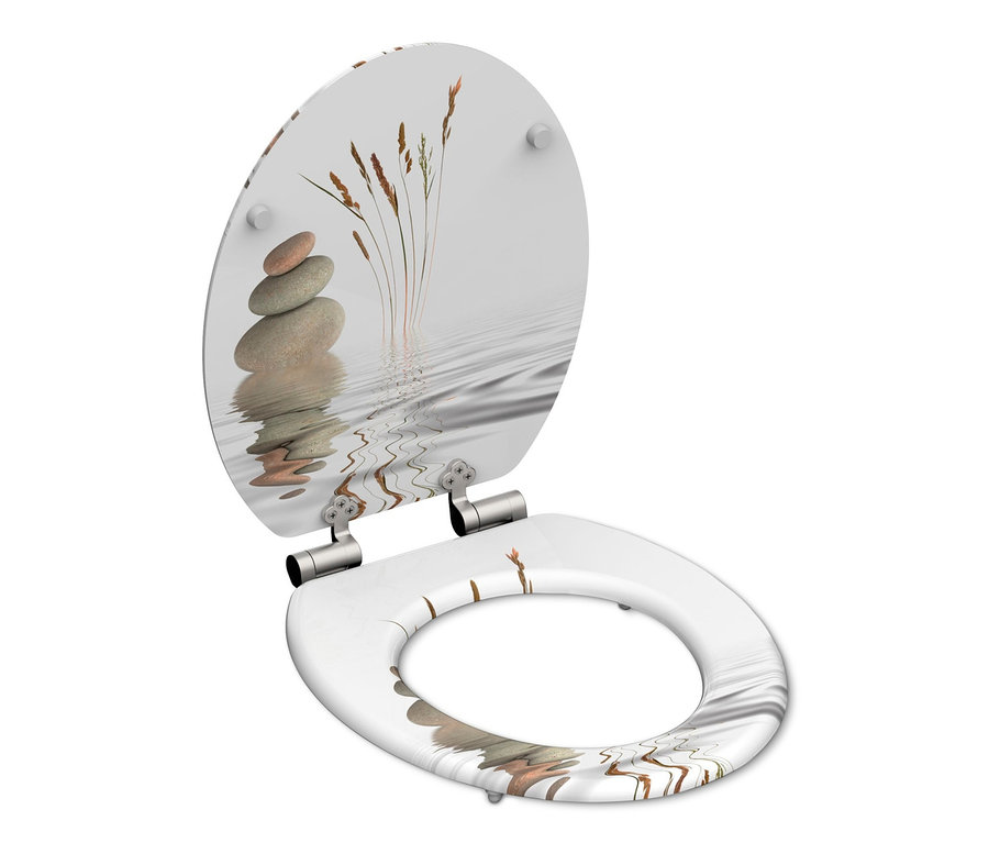 Ein MDF WC-Sitz, Balance, mit einem Motiv aus Steinen und Gras.