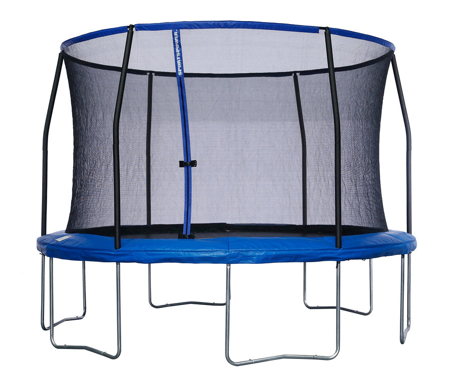 Blaues Sportspower-Trampolin »366« mit schwarzem Sicherheitsnetz.