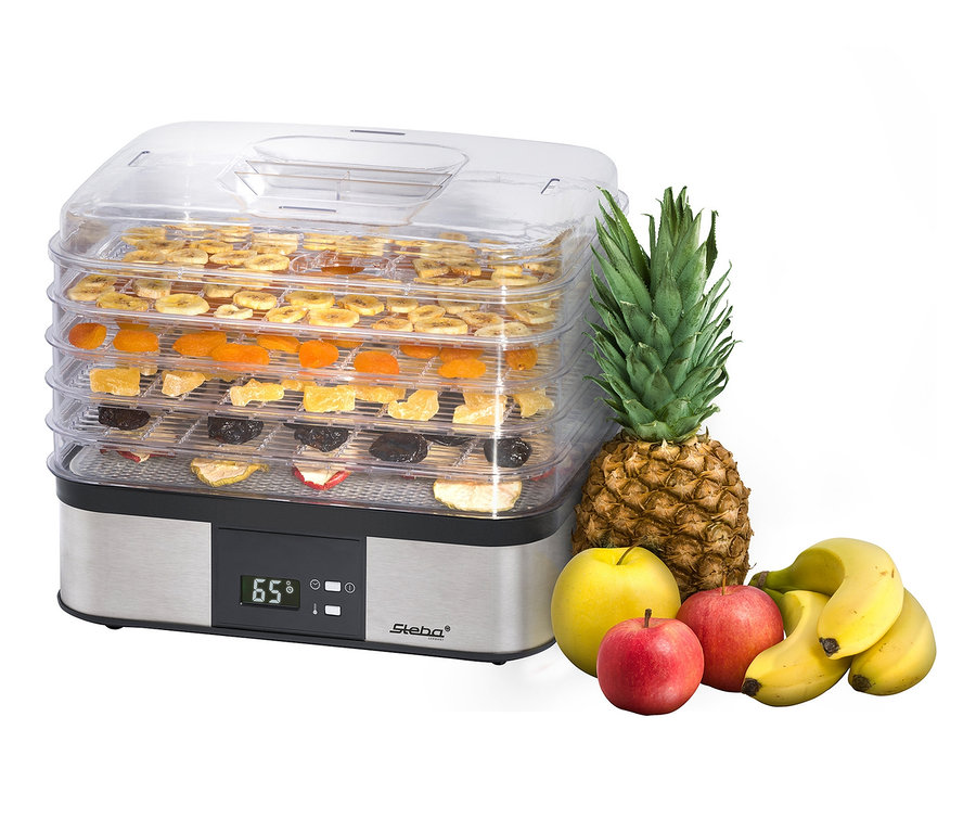 Steba-Dörrautomat »ED 5« mit Dörrobst, Ananas, Äpfeln und Bananen.