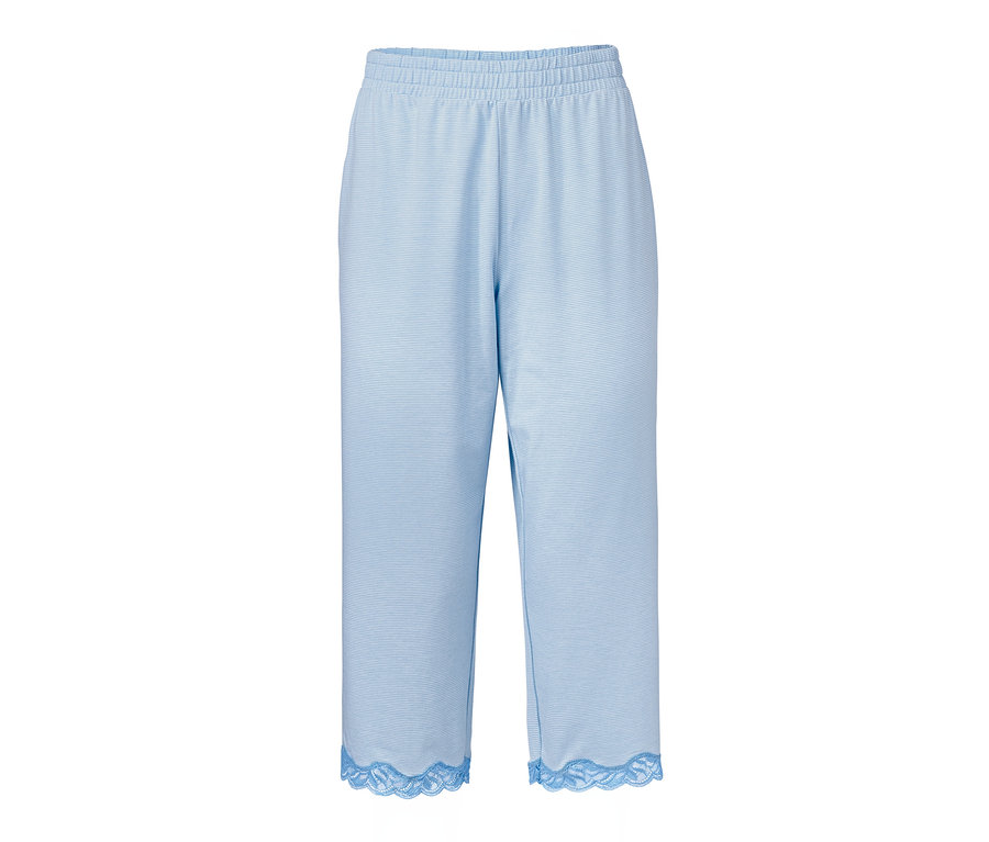 Blaue Pyjamahose mit Spitze.