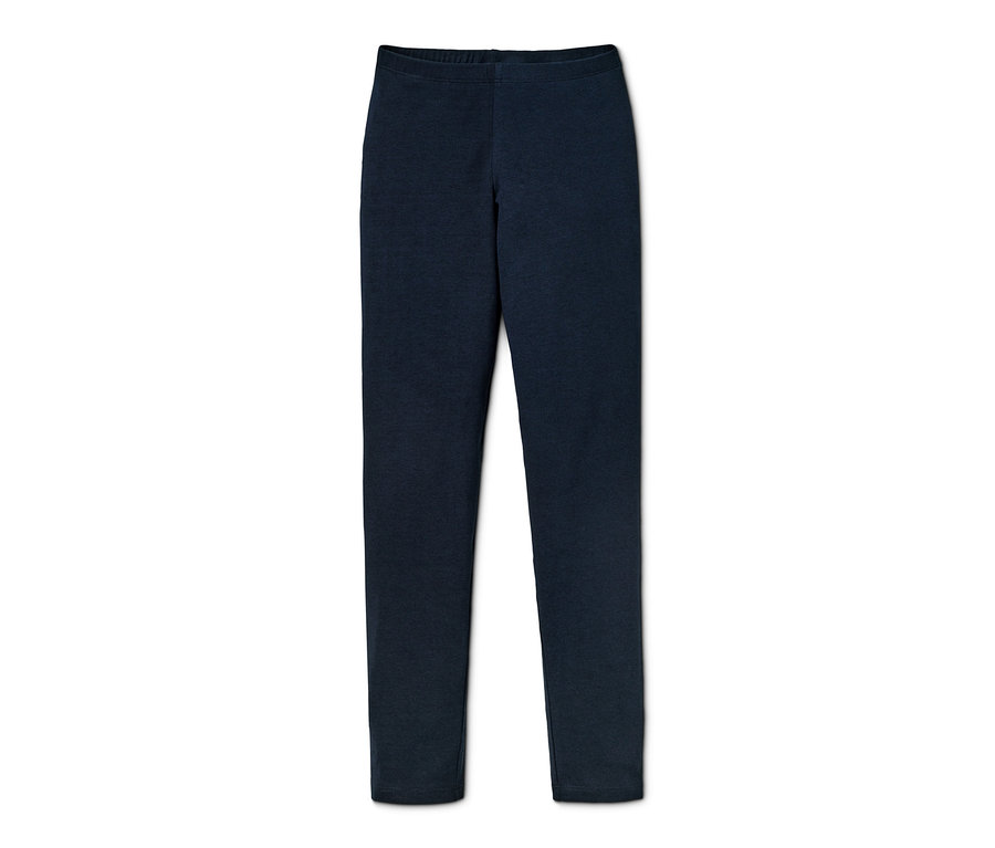 Eine dunkelblaue Kinder-Pyjamahose auf einem weißen Hintergrund.