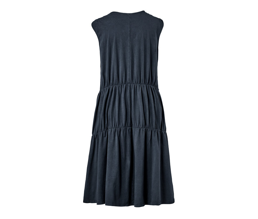 Dunkelblaues EarthColors®-Jerseykleid mit Stufenrock.