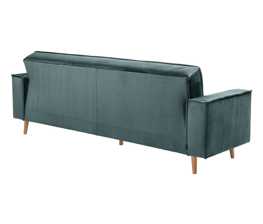 Rückansicht des azurblauen 3-Sitzer-Schlafsofas »Jolene« von Max Winzer®.