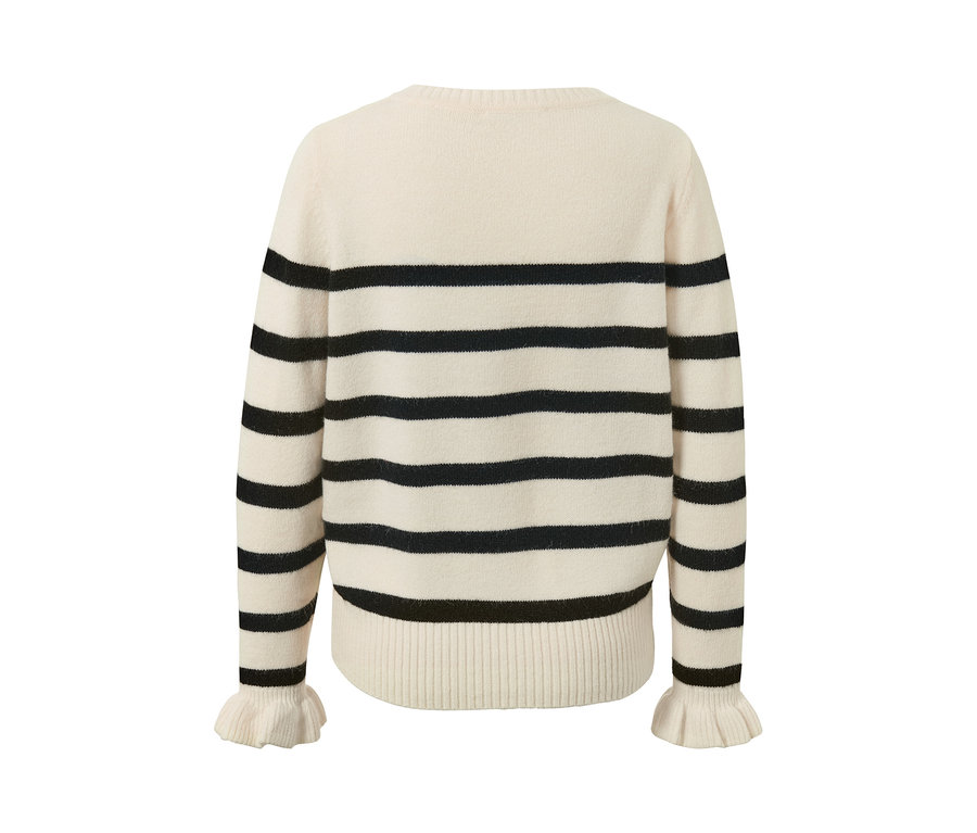 Gestreifter Strickpullover mit Rüschendetail.