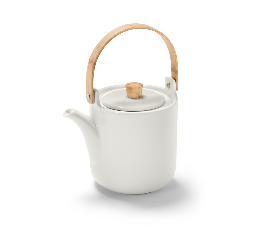 Weiße Teekanne.