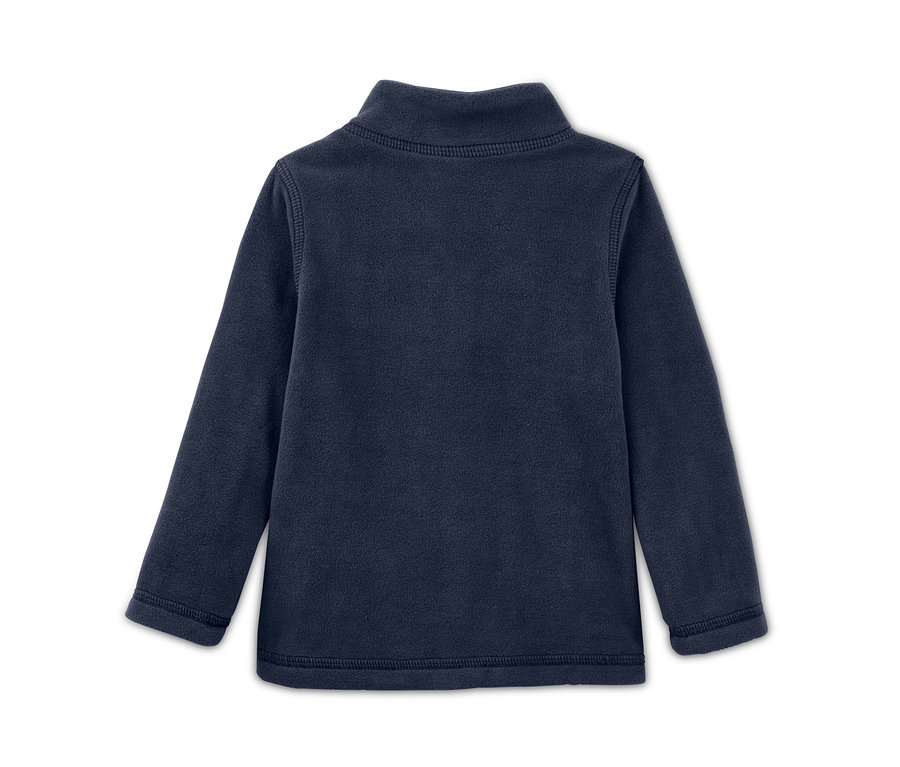 Blauer, 2-teiliger Fleece-Kombi aus recyceltem Material von hinten.