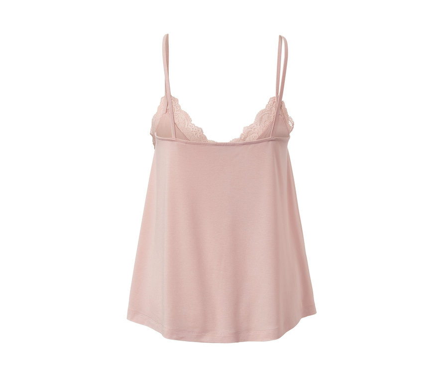 Rosa Shorty-Pyjama-Top mit Spitze am Saum.