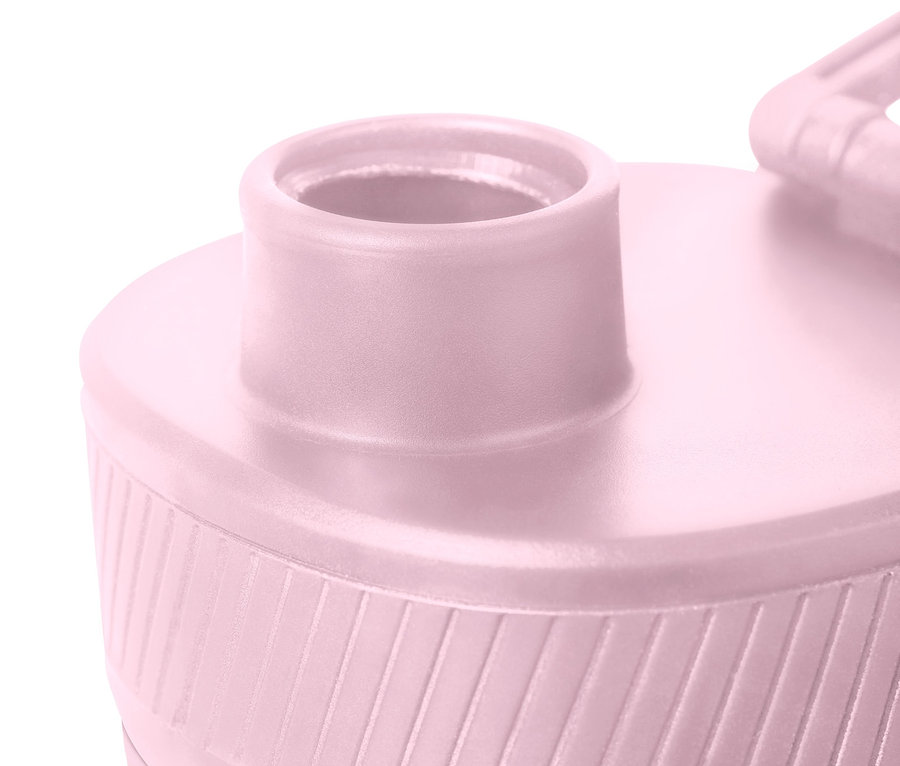 Detailaufnahme einer rosa Sport-Trinkflasche.