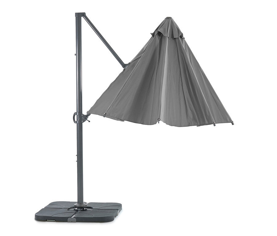 Anthrazitfarbener Leco Ampelschirm, Ø ca. 330 cm.