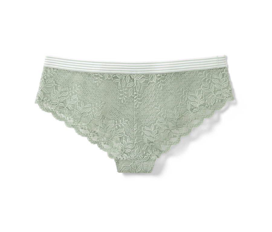 Grüne Spitzen-Panty mit elastischem Bund.