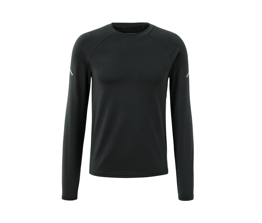 Schwarzes Langarm-Funktionsshirt.