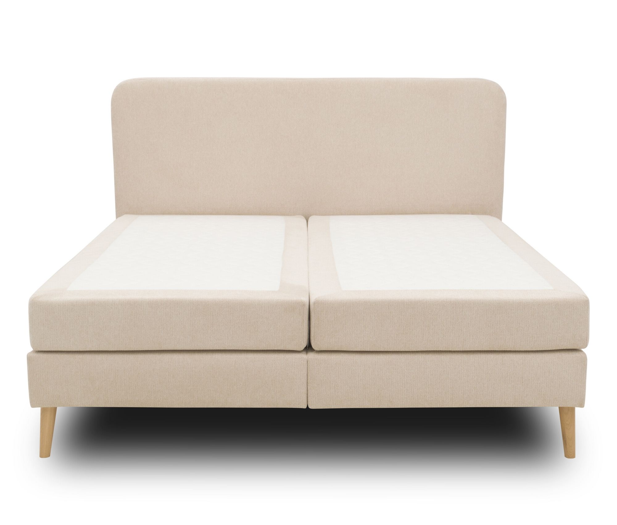 Thumbnail - Domo collection Boxspringbett mit festem Kopfteil - 187x210x119cm - beige - Polyester / Polyamid / Holz