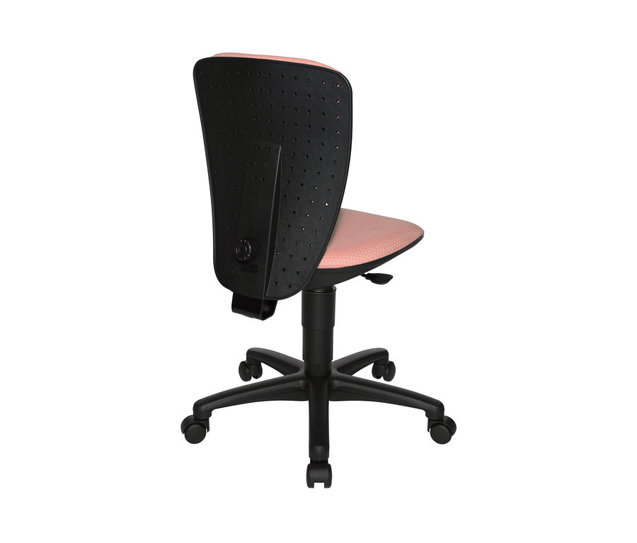 Detailansicht von hinten des Topstar Schreibtischstuhls »High S'Cool« in Rosa mit schwarzem Rahmen.